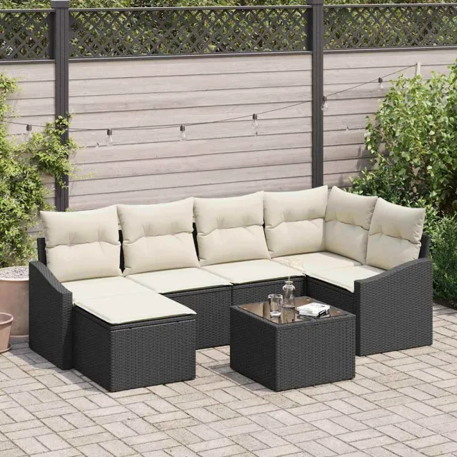 vidaXL Tuin Eetset 7 st Bruin en Crème, foto 2
