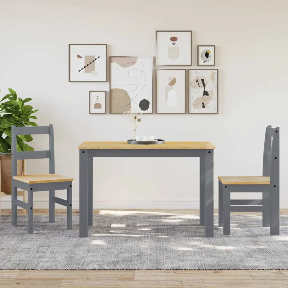 vidaXL Eetkamerstoelen 2 st Panama 40x46x90 cm grenenhout grijs, foto 3