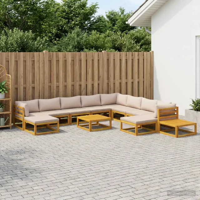 vidaXL Bankstel 12 st Naturel Massief Acaciahout, foto 2