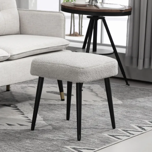 CHICFURN Voetenbankje - Zachte bekleding - Stalen poten - Lichtgrijs