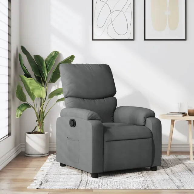 vidaXL Fauteuil verstelbaar stof donkergrijs