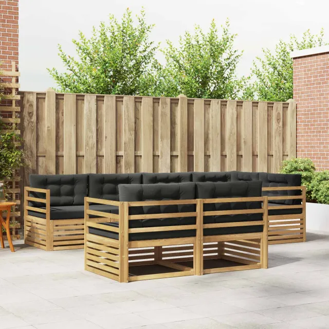 vidaXL Buiten bankenset 7 st 7-zits Wit en antracietkleurig Polyester Bruin