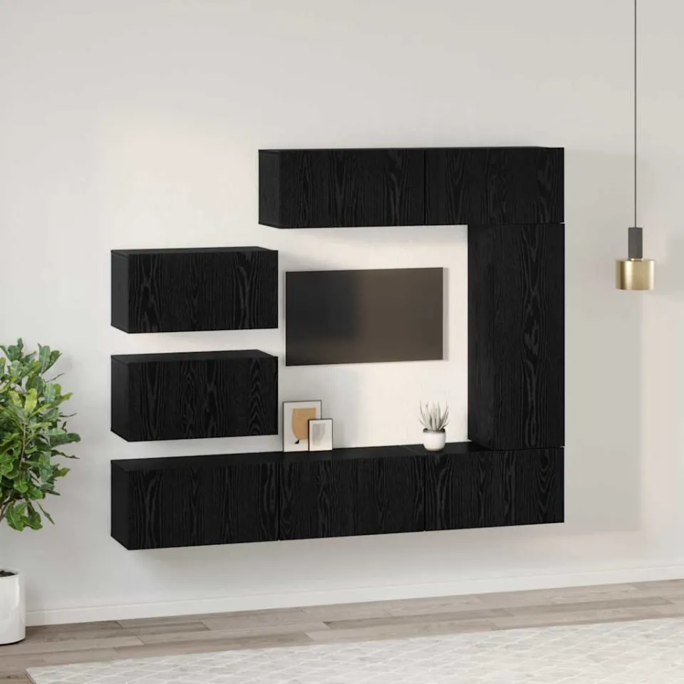 vidaXL Tv-meubelset 8 st 30,5 x 30 x 90 cm Zwart Eiken, foto 4