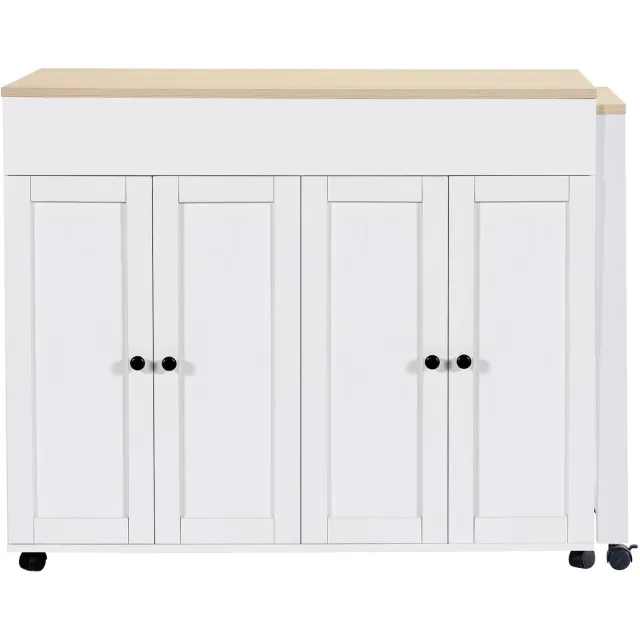 in& out door furniture Moderne uitschuifbare barkast (118-180×50×94cm), uitschuifbare eettafel met opbergruimte, met zes opbergvlakken Bistrotafel/sta-tafel, voor eetkamer, te gebruiken als woonkamerafscheiding, wit