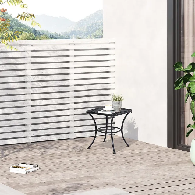 DESMIU Bijzettafel - Zwart Metalen Gaastafelblad Met Waterafvoer - Voor Balkon, Terras En Tuin - 45 X 45 X 50 Cm