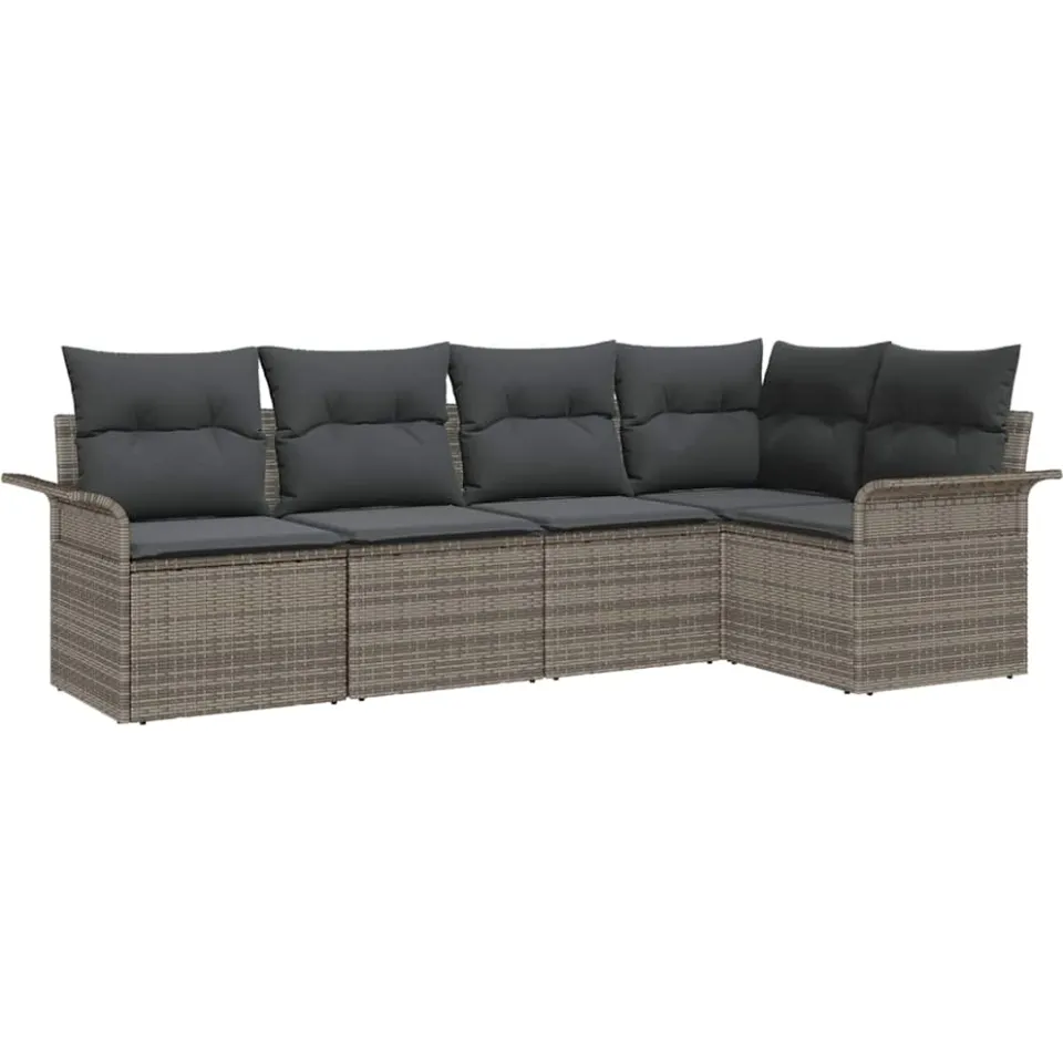 vidaXL Tuin Sofa Set 5 st Grijs poly rattan