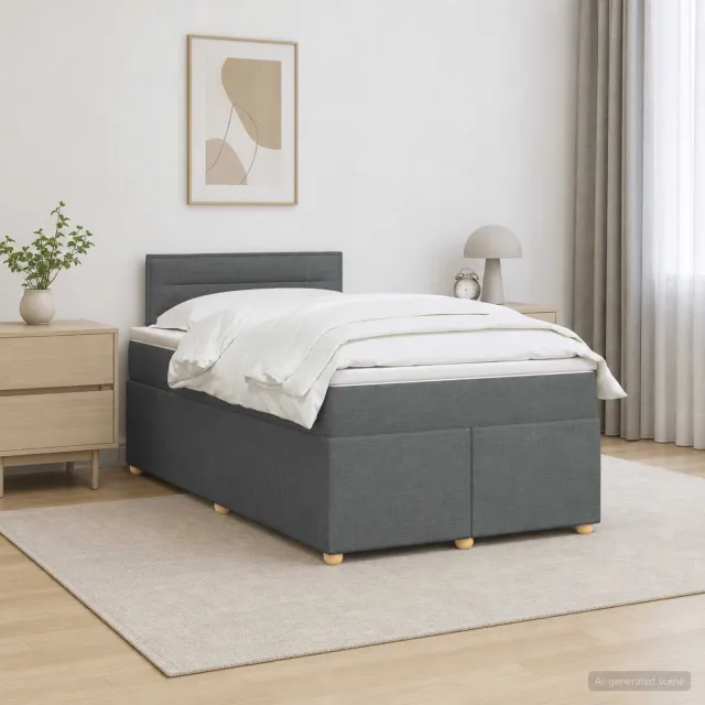 vidaXL Boxspringbed met matras Donkergrijs 120 x 200 cm Stof