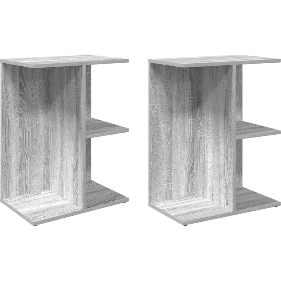 vidaXL Nachtkastjes 2 st 46,5x29x61 cm bewerkt hout grijs sonoma eiken, foto 3