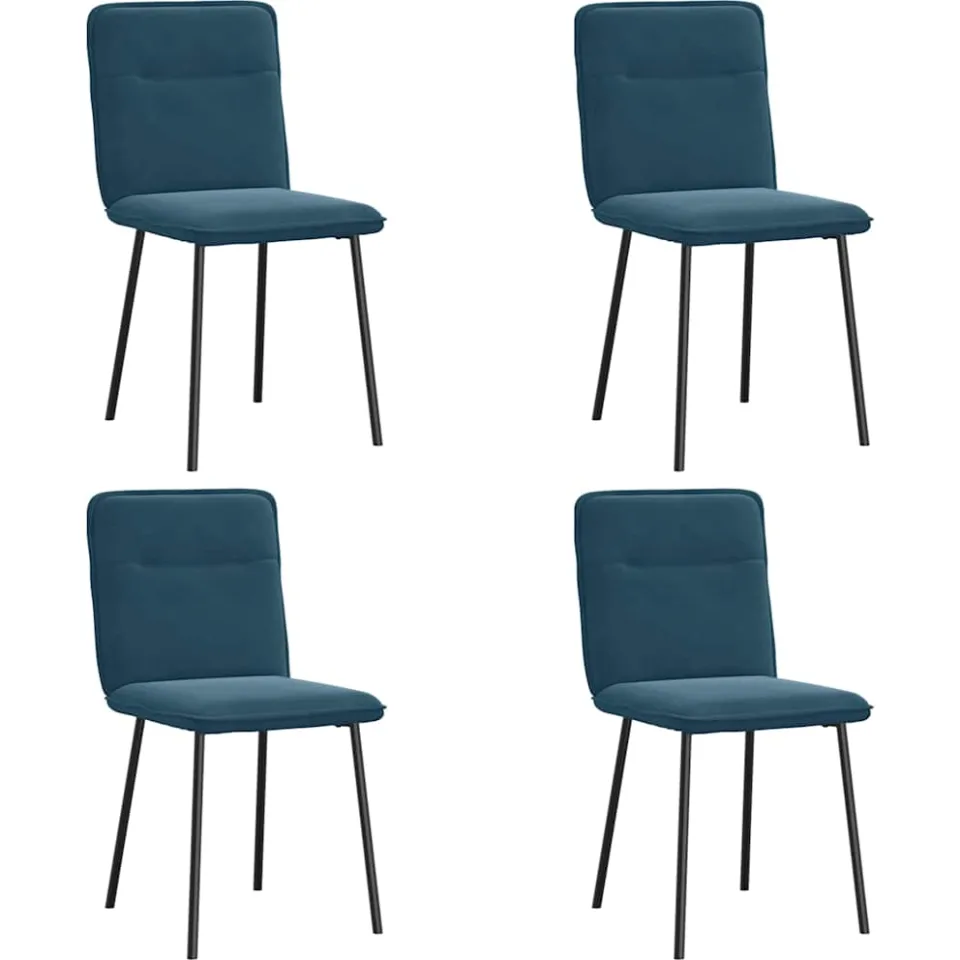 vidaXL Eetkamerstoelen 4 st fluweel blauw, foto 3