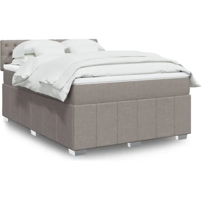 vidaXL Boxspring met matras stof taupe 160x200 cm