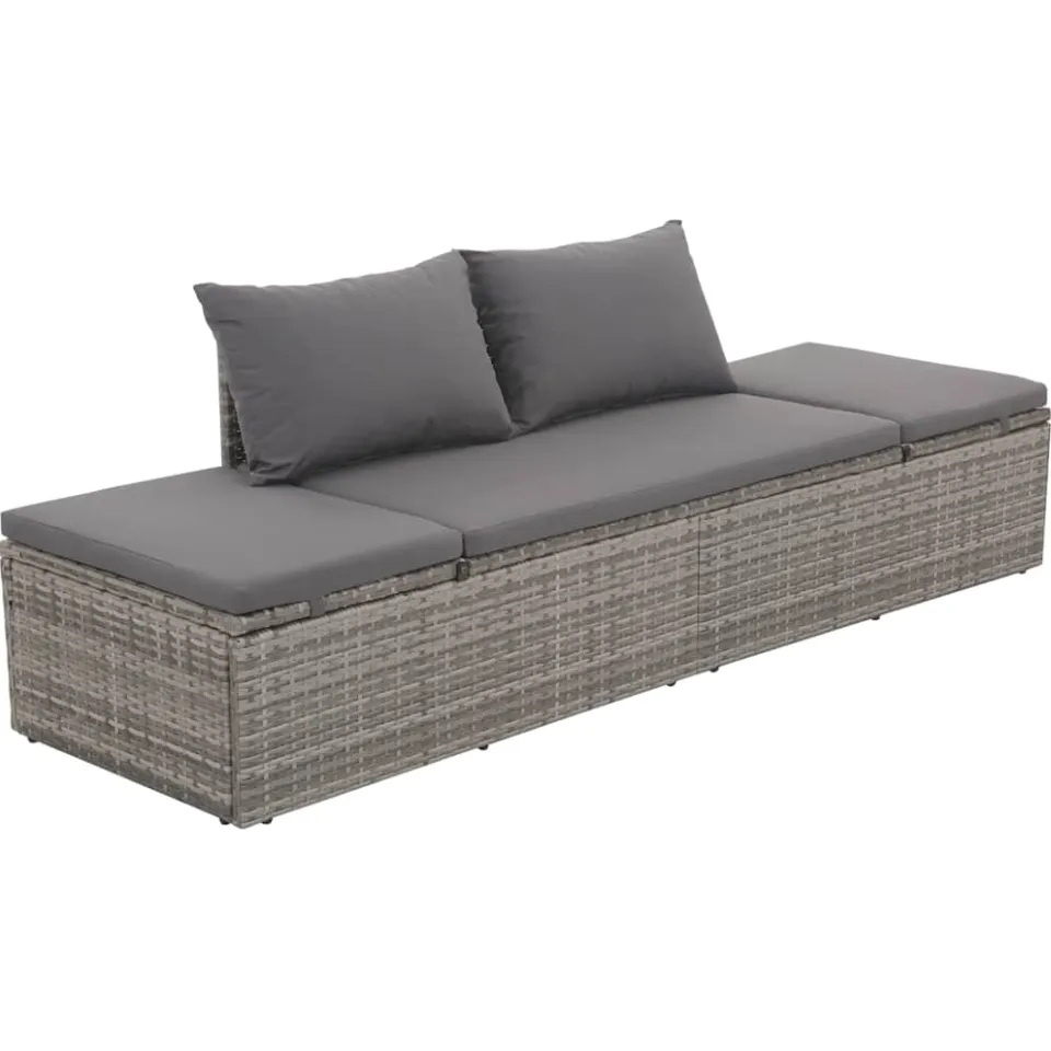 vidaXL Tuinbed 195x60 cm poly rattan grijs, foto 4