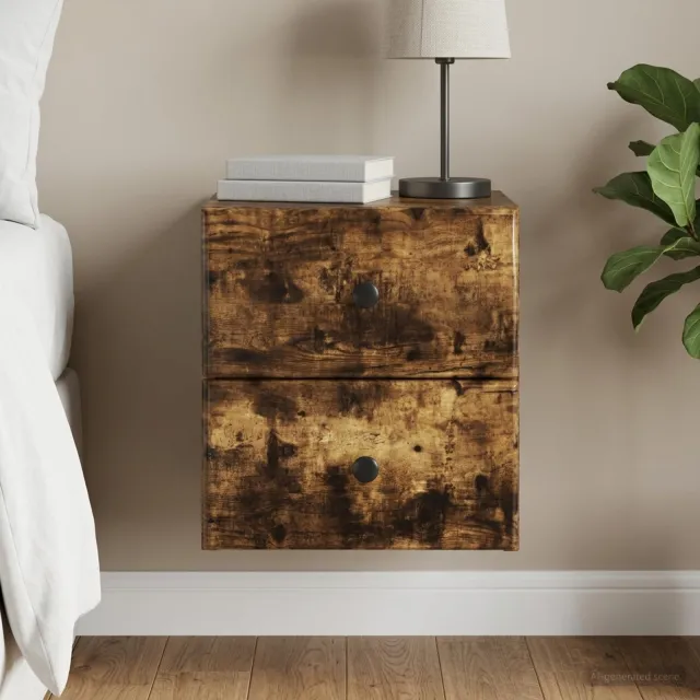 vidaXL Wandbeugel Bedkast Gerookt eiken 34,5 x 33 x 40 cm Bewerkt hout, foto 2