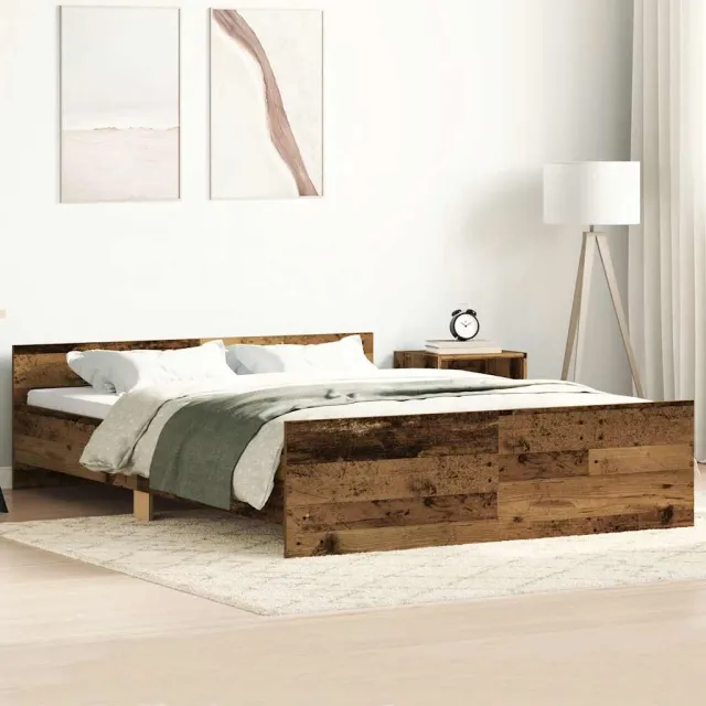 vidaXL Bedframe zonder matras 150x200 cm bewerkt hout oud hout Bruin