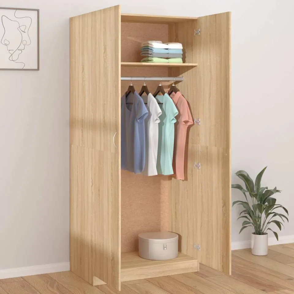 vidaXL Kledingkast 90x52x200 cm bewerkt hout sonoma eikenkleurig, foto 3