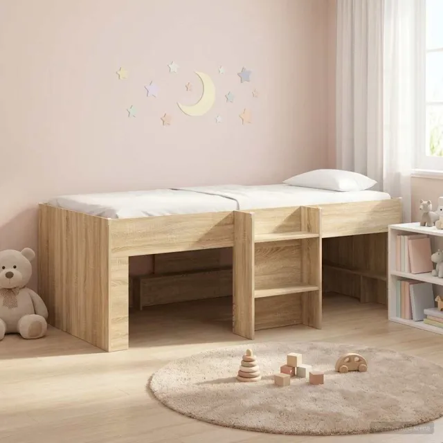vidaXL Kinder Hoogslaper Sonoma Eiken 75 x 190 cm Bewerkt hout