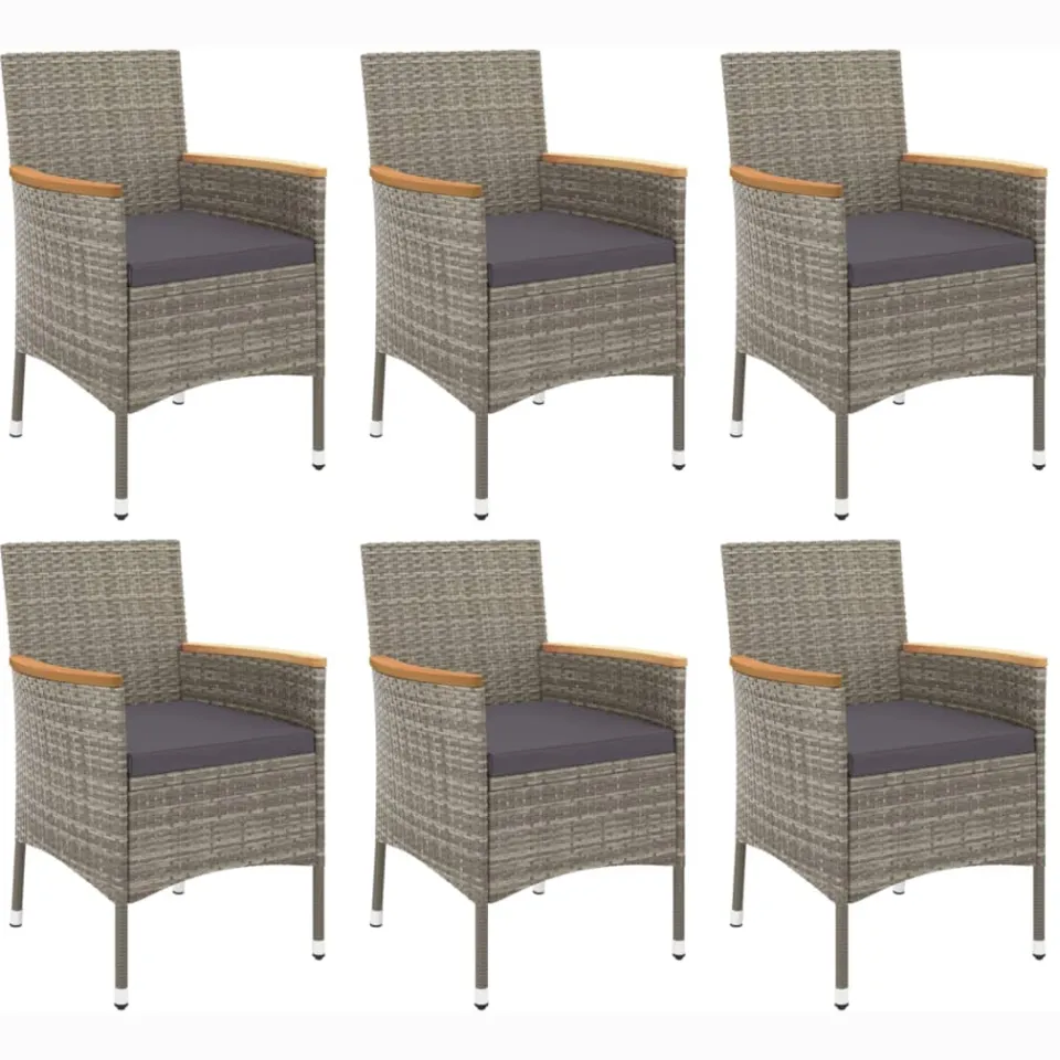 vidaXL 7-delige Tuinset met kussens poly rattan grijs, foto 3