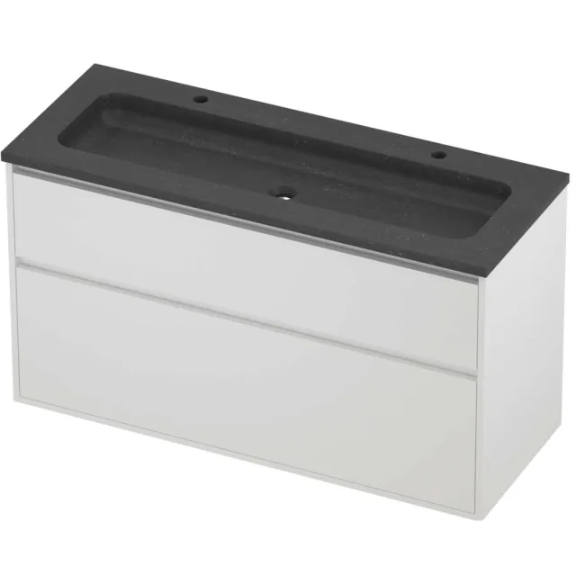 Proline Rollo Badmeubelset Hardsteen Elegant 2 Gaten 120x46x67 cm Blue Stone Mat White Mat Wit