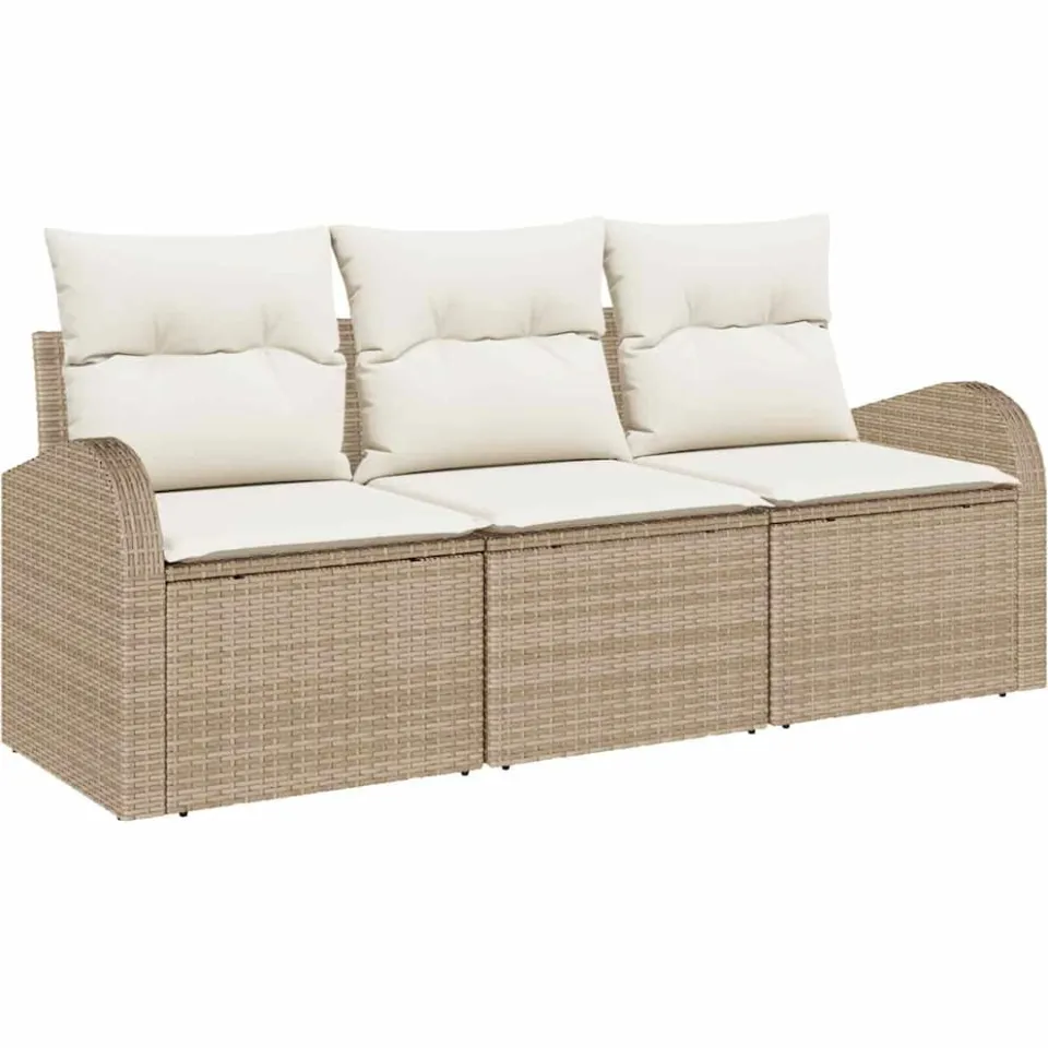 vidaXL Tuin Sofa Set Beige poly rattan