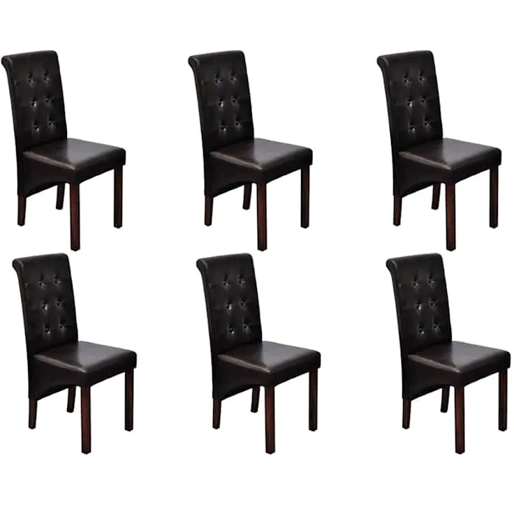 vidaXL Eetkamerstoelen 6 st kunstleer bruin, foto 3