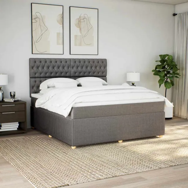 vidaXL Boxspring met matras stof taupe 180x200 cm