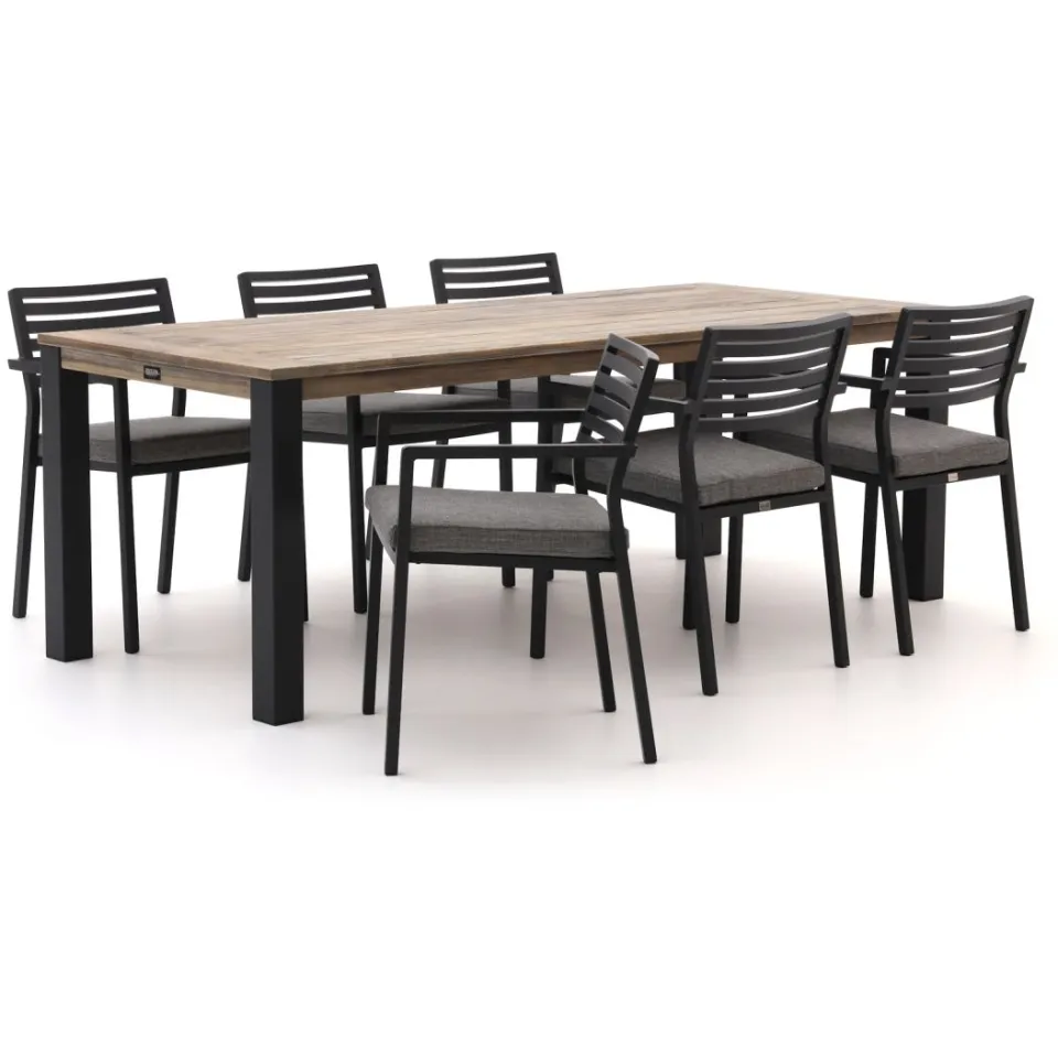 Bellagio tuinmeubelen Bellagio Rumo/ROUGH-S 220cm dining tuinset 7-delig stapelbaar bruin, foto 5