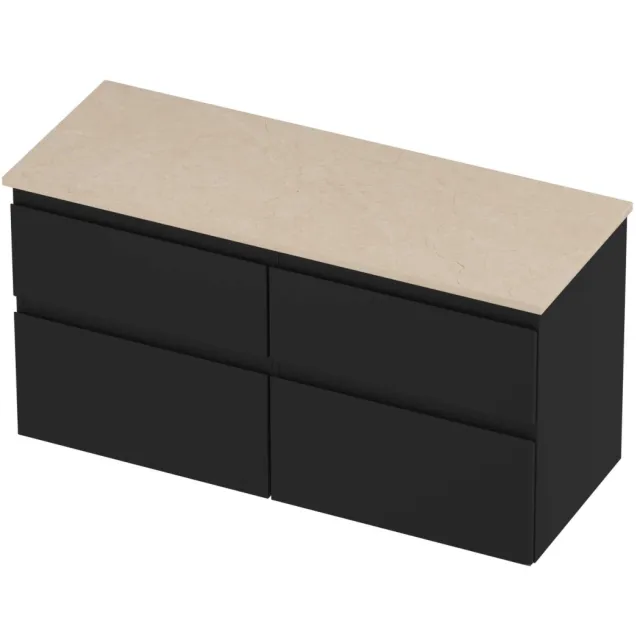 Proline Deck Badmeubelset Hardsteen Asymmetrisch 4 Laden 120x46x55 cm Sand Stone Mat Zwart