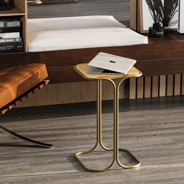 Skye Decor , Salontafel, Shb-001-C, Hout, Goud & Naturel, 30 x 30 x 52 cm
