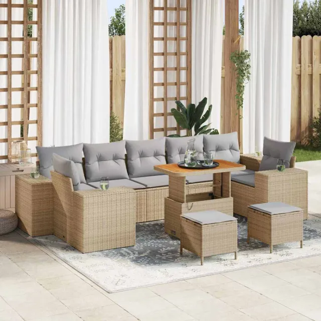 vidaXL Tuin Sofa Set 10 st Beige poly rattan, foto 2