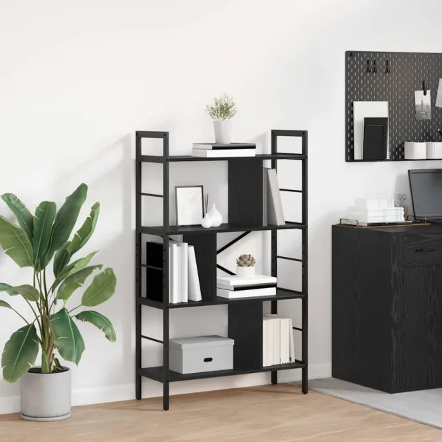 vidaXL Boekenkast 7-laags 75 x 30 x 123,5 cm Bewerkt hout Zwart Eiken, foto 2