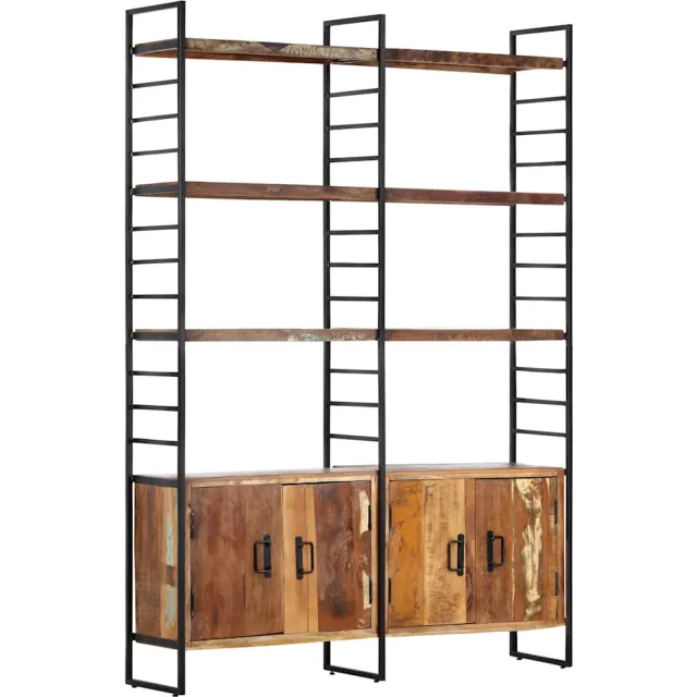vidaXL Boekenkast met 4 schappen 124x30x180 cm massief gerecycled hout Bruin
