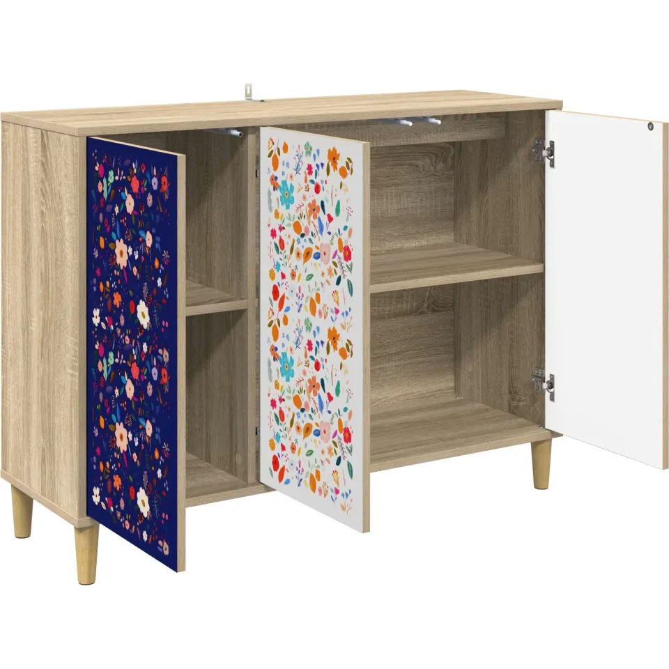 vidaXL Dressoir MAINZ Sonoma 102 x 33 x 75 cm Bewerkt hout Bruin
