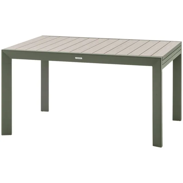 Hespéride Uitschuifbare tuintafel voor 10 personen van aluminium met houteffect ÉVASION Lin et vert laurier