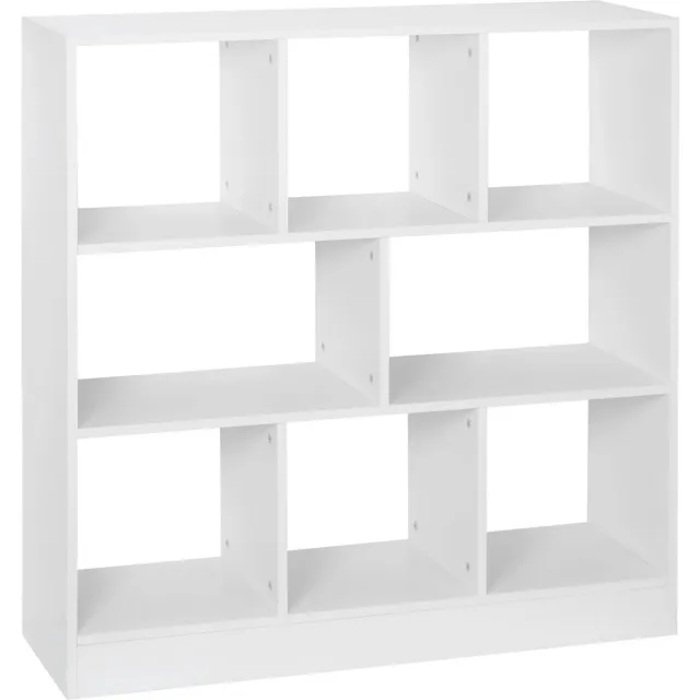 Bolt Edge Boekenkast Malda - 8 Vakken - Wit Hout - Woonkamer - Slaapkamer - Kinderkamer