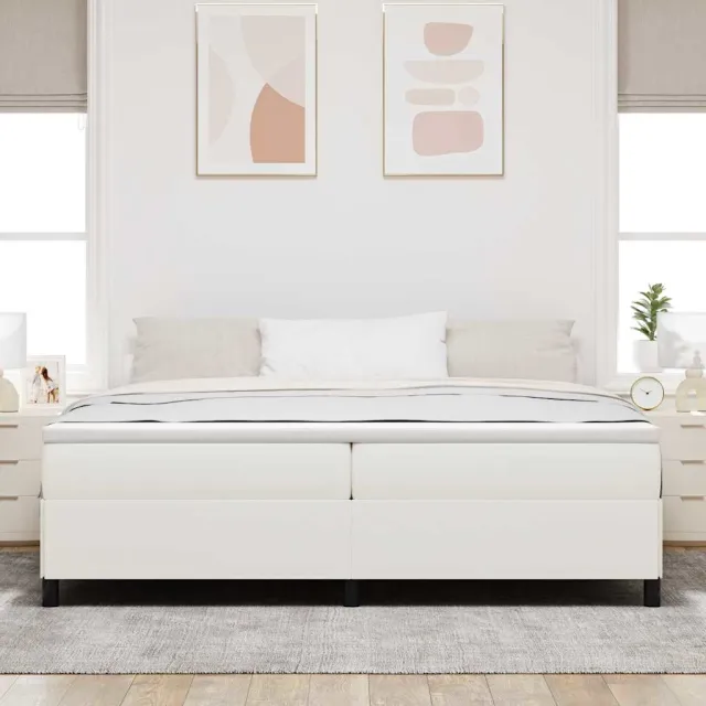 vidaXL Boxspringbed Crèmekleurig 200 x 200 cm Katoen Stof