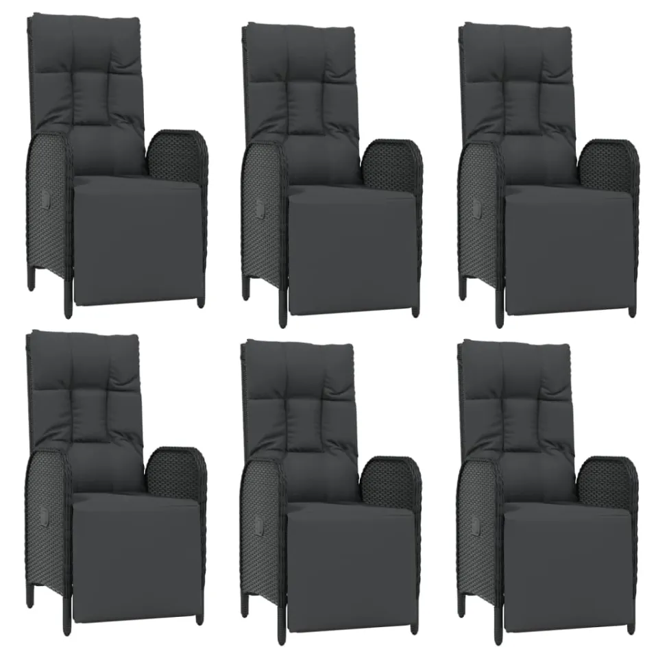 vidaXL 7-delige Tuinset met kussens poly rattan zwart en grijs, foto 3