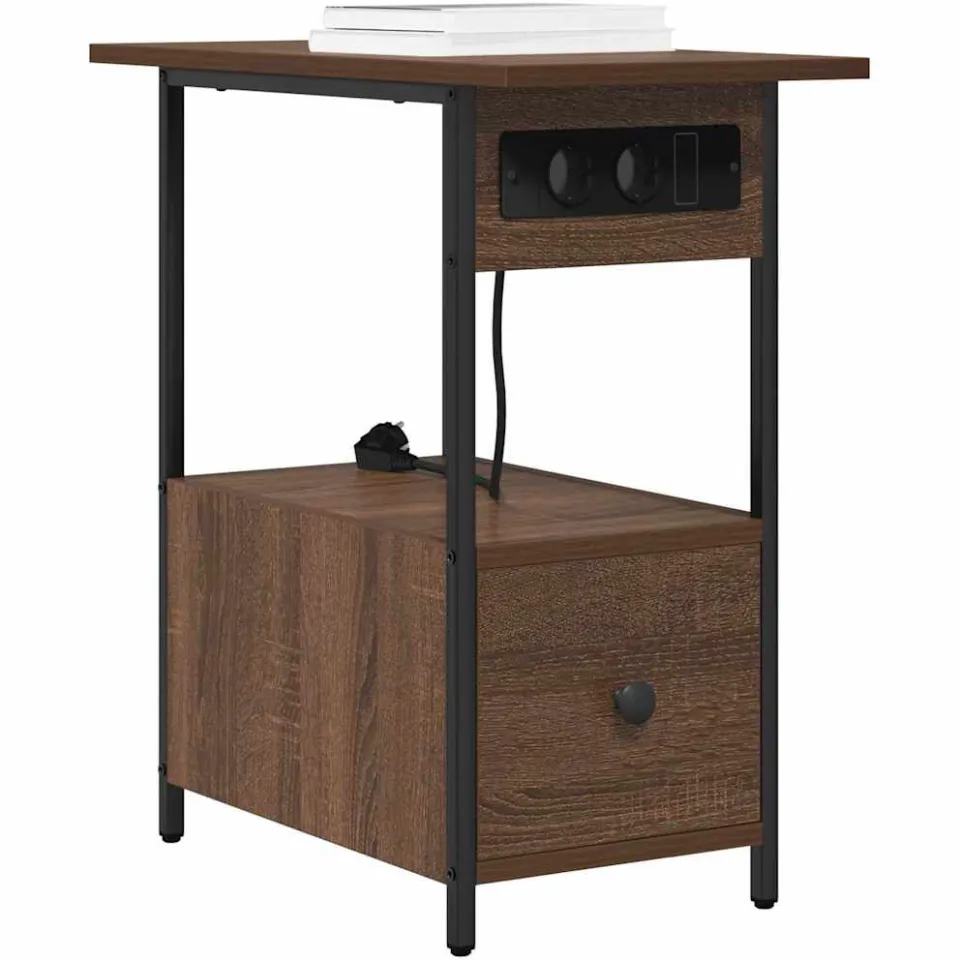 vidaXL Nachtkastje Bruin Eiken 60 x 30 x 61 cm Bewerkt hout