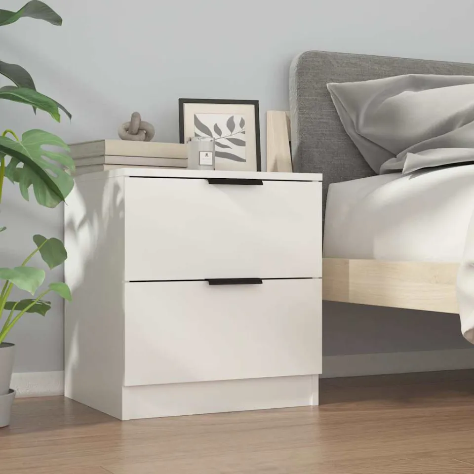 vidaXL Nachtkastjes 2 st bewerkt hout wit, foto 4