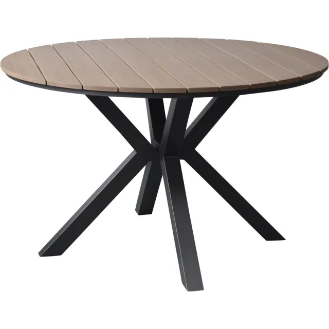 AVH-Collectie Quincy dining tuintafel aluminium 120xH75 cm rond polywood blad Antraciet