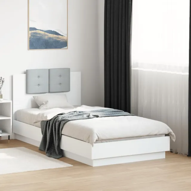 vidaXL Bedframe met hoofdeinde bewerkt hout wit 90x190 cm