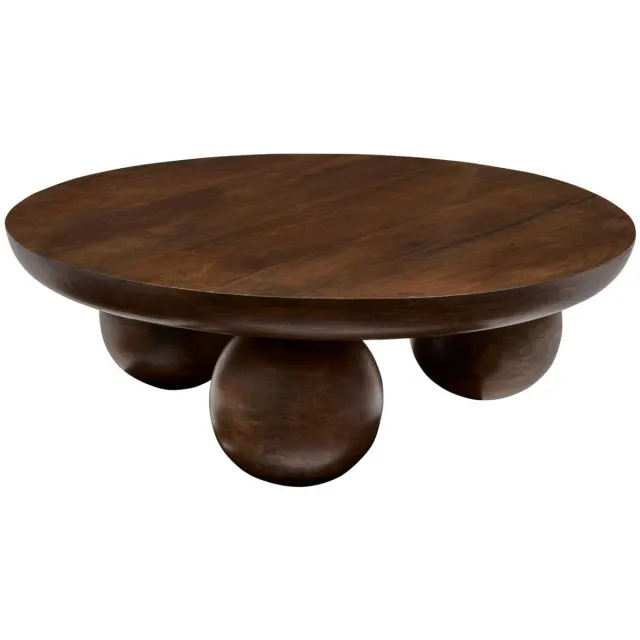 Atmosphera Créateur d'intérieur® Salontafel van massief mangohout met 3 bolvormige poten ABEKAS Marron