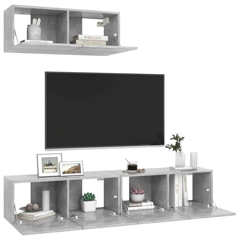 vidaXL Tv-meubelen 3 st bewerkt hout betongrijs grijs, foto 3