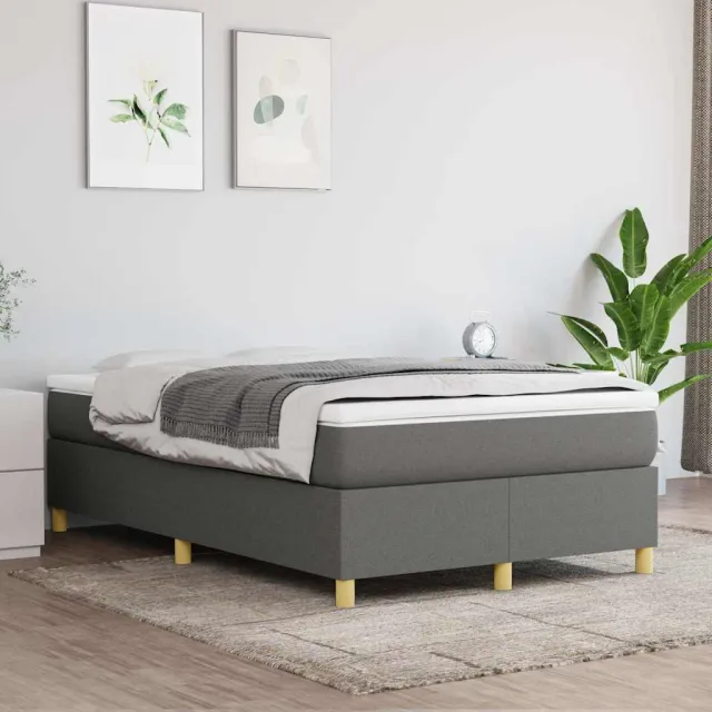 vidaXL Boxspring met matras stof donkergrijs 120x200 cm grijs
