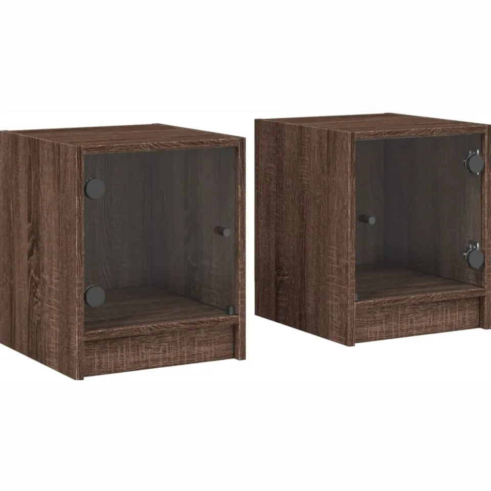 vidaXL Bedside Cabinet 2 st Brown Oak Medium-sized Bruin