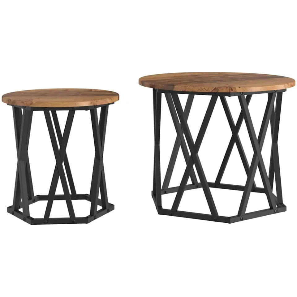 vidaXL Bijzettafel 2 st hergebruikt hout 50 x 50 x 40 cm bruin, foto 3