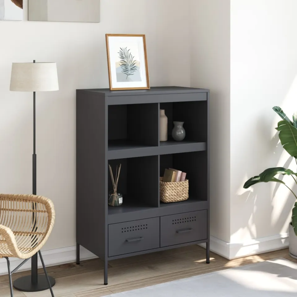 vidaXL Hoge kast 68x39x101,5 cm staal antracietkleurig, foto 3