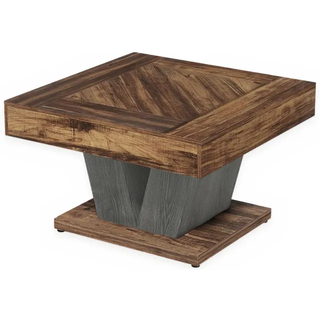 Veya Salontafel - Tafel - Hout - 80x80x51cm - Bruin - Zwart