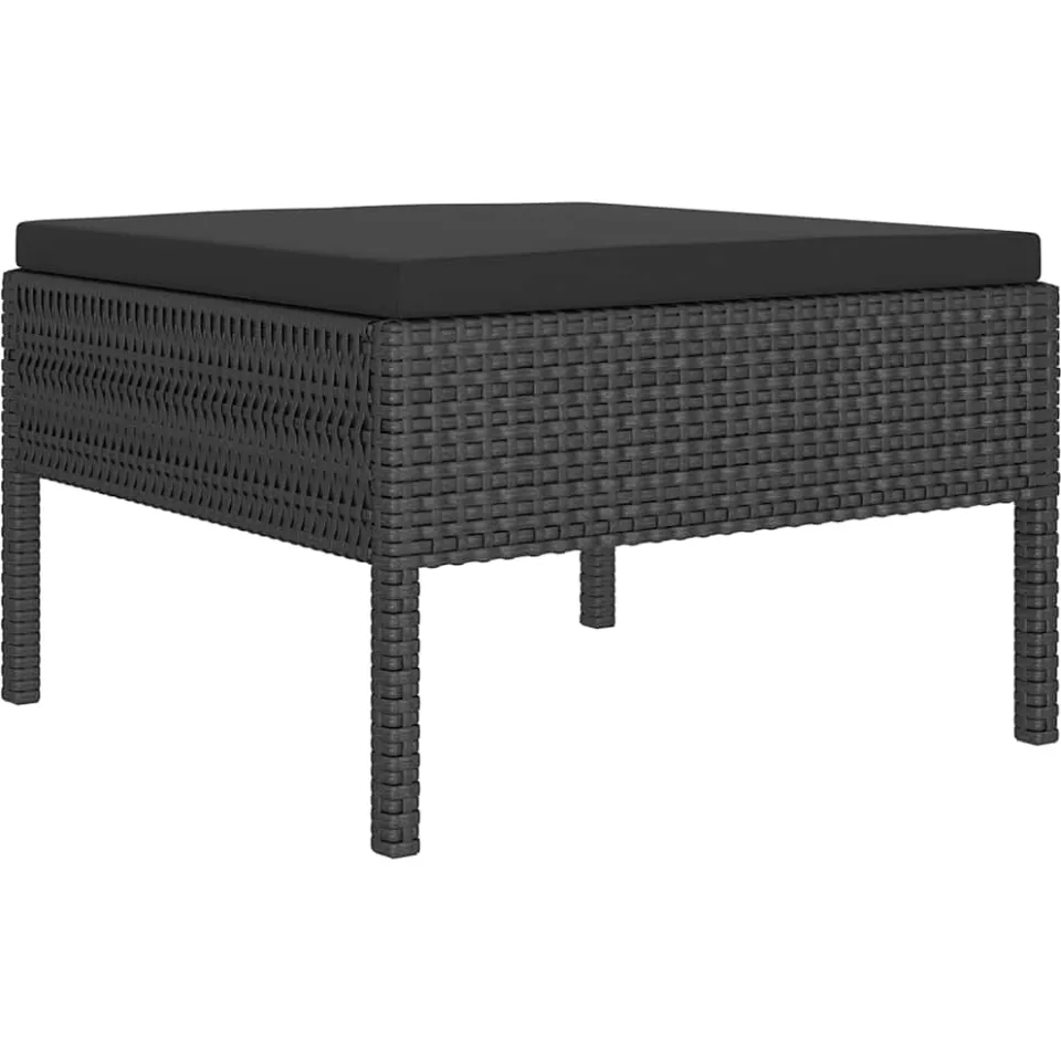 vidaXL 5-delige Loungeset met kussens poly rattan zwart