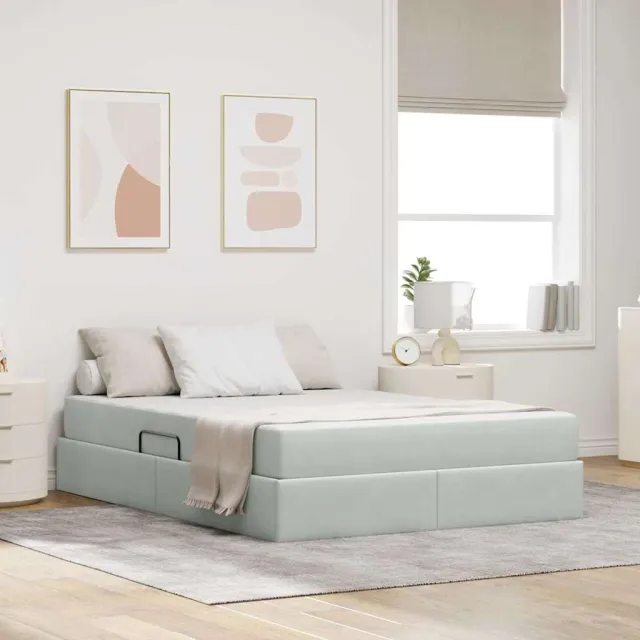 vidaXL Opbergbed met matras met opslag Lichtgrijs 140 x 200 cm Fluweel
