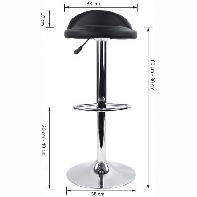 F.H. Angel Zwarte Hoker BARI - Draaibaar, Verstelbaar, Eco-leer, Modern Black