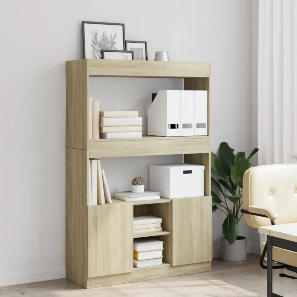 vidaXL Hoge kast 92x33x140 cm bewerkt hout sonoma eikenkleurig, foto 2